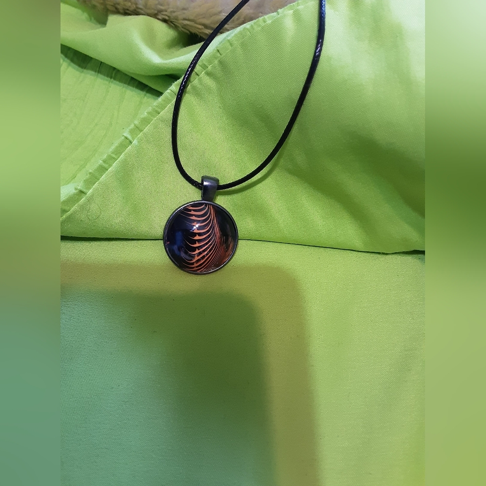 Black Cord Necklace with Abstract Pendant